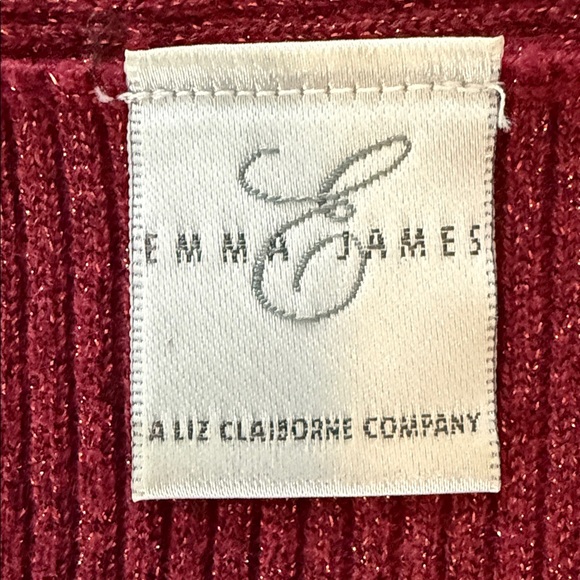 Emma James Sleeveless Knit Tank Top Maroon Ribbed V-Neck Made in Japan - L - Picture 3 of 5